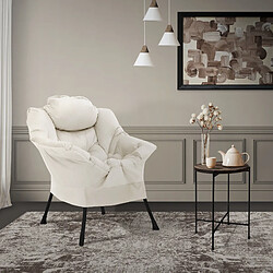 ML-Design Fauteuil 2 places Relax Fauteuil de salon Fauteuil à oreilles Coton Crème pas cher