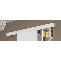 Avis OPTIMUM Kit porte coulissante décor blanc - rail 2 amortisseurs + cache rail blanc - 204 x 73 cm