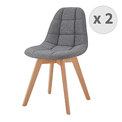 Moloo STELLA - Chaise scandinave tissu gris pieds hêtre (x2)