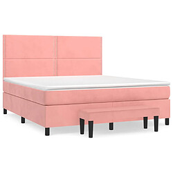 vidaXL Sommier à lattes de lit avec matelas Rose 180x200 cm Velours