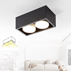 NETTLIFE 2 Spots de plafond en saillie noir avec lumière orientable blanc chaud moderne 2x5W GX53 carré plat pour cuisine salon salle à manger