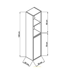 Pegane Colonne de salle de bain en mélamine coloris chêne / blanc - Longueur 30 x profondeur 25 x Hauteur 140 cm