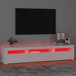 Acheter vidaXL Meuble TV avec lumières LED Blanc 195x35x40 cm