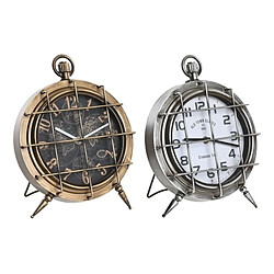 Look & Feel Horloge de table DKD Home Decor Mappemonde Verre Argenté Noir Doré Blanc Fer (22 x 17 x 29 cm) (2 Unités)