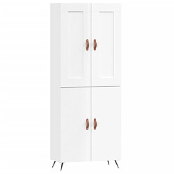 vidaXL Buffet haut Blanc brillant 69,5x34x180 cm Bois d'ingénierie