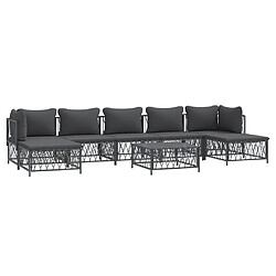 Avis Maison Chic Salon de jardin 8 pcs + coussins - Mobilier/Meubles de jardin - Table et chaises d'extérieur anthracite acier -MN58422