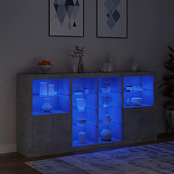 Acheter vidaXL Buffet avec lumières LED gris béton 202x37x100 cm