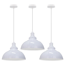 Stoex 3PCS Suspension Luminaire Rétro Vintage Douille E27 Lustre D'Intérieur Abat-Jour en Métal Pour Bar, Grange, Café, Loft, Blanc