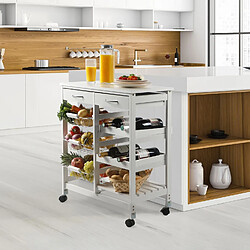 Urban Living Desserte à roulettes avec 2 tiroirs et de multiples rangements - H. 76 cm - Noir