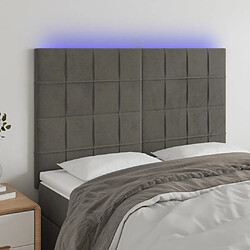 vidaXL Tête de lit à LED Gris foncé 144x5x118/128 cm Velours