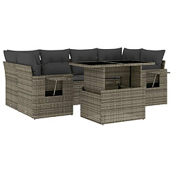 vidaXL Salon de jardin avec coussins 7 pcs gris résine tressée