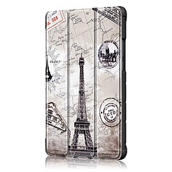 Acheter Etui en PU motif imprimé tri-pliure avec support tour eiffel pour votre Huawei MediaPad M5 Lite 8