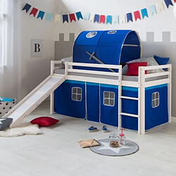 Avis Homestyle4U Lit mi-hauteur avec rideaux et tunnel bleu