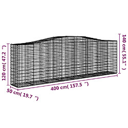 vidaXL Paniers à gabions arqués 7 pcs 400x50x120/140 cm Fer galvanisé pas cher