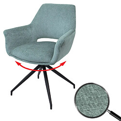 Decoshop26 Chaise de salle à manger rembourrée avec accoudoirs assise rotatif en tissu gris-bleu structure trépied 04_0006351