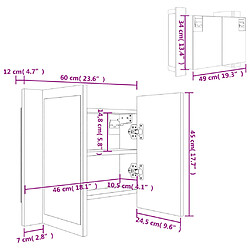 vidaXL Armoire à miroir à LED de bain Chêne sonoma 60x12x45 Acrylique pas cher