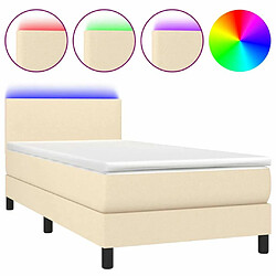 Sommier à lattes LED,Cadre à lattes de lit avec matelas pour Adulte Crème 100x200 cm Tissu -MN58509