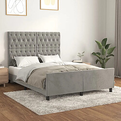 Maison Chic Lit adulte - Cadre Structure de lit avec tête de lit Contemporain Gris clair 140x190 cm Velours -MN94487