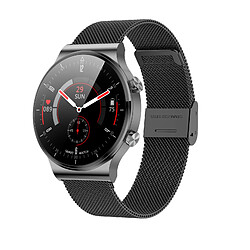 Chrono Montre intelligente, tracker de fitness Montre-bracelet de 1,3 pouces avec étanche, pression artérielle, moniteur de fréquence cardiaque, montre de fitness pour hommes, femmes, bracelet en acier inoxydable pour Android iOS(noir)