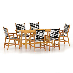 Salle à manger de jardin 7 pcs,Table et chaise à dîner Bois d'acacia solide -MN12867