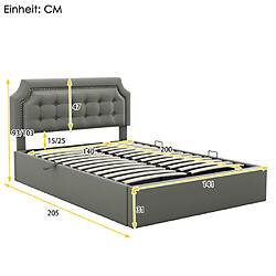 Avis ComfortXL Lit 140*200cm Avec Rangement Hydraulique Et Design Minimaliste, Couleur Gris