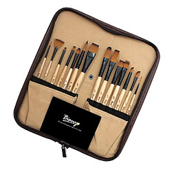 Avis 14 pièces / set nylon peinture brosse à cheveux ensemble avec sac de rangement en toile beige