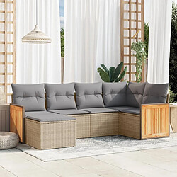 Maison Chic Salon de jardin avec coussins 6 pcs | Ensemble de Table et chaises | Mobilier d'Extérieur beige résine tressée -GKD46605