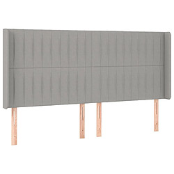 Maison Chic Tête de lit scandinave avec oreilles,meuble de chambre Gris clair 203x16x118/128 cm Tissu -MN13194