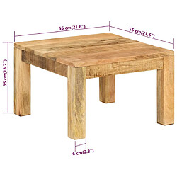 vidaXL Table basse 55x55x35 cm Bois de manguier massif pas cher