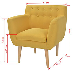 Helloshop26 Fauteuil chaise siège lounge design club sofa salon tissu 67 x 59 x 77 cm jaune 1102102/3 pas cher