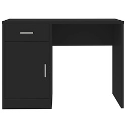 Helloshop26 Bureau table poste de travail meuble d'ordinateur informatique étude avec tiroir et armoire 100 x 40 x 73 cm bois ingénierie noir 02_0023454