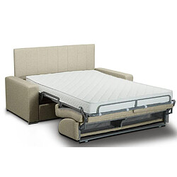 Inside 75 Canapé lit CanapExpress lattes 140cm matelas mémory 22cm tête de lit intégrée cuir vachette taupe