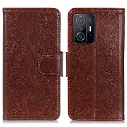 Etui en PU texture nappa marron pour votre Xiaomi 11T/11T Pro