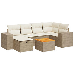 vidaXL Salon de jardin avec coussins 7 pcs beige résine tressée