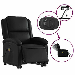 Maison Chic Fauteuil Relax pour salon, Fauteuil inclinable de massage électrique noir similicuir -GKD95878 pas cher