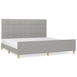 Maison Chic Lit adulte - Cadre Structure de lit avec tête de lit Contemporain Gris clair 200x200 cm Tissu -MN93740