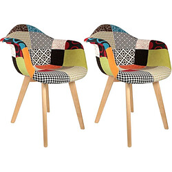 The Home Deco Factory Fauteuil scandinave Patchwork (Lot de 2) multicolore.