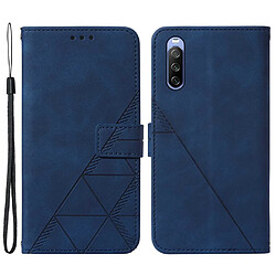 Etui en PU antichoc, motif lignes avec support bleu pour votre Sony Xperia 10 III 5G/Xperia 10 III Lite