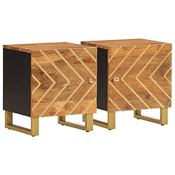 vidaXL Tables de chevet 2 pcs marron et noir bois de manguier solide