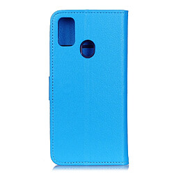 Etui en PU peau de litchi bleu pour votre Samsung Galaxy A21s