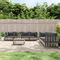 Maison Chic Salon de jardin 9 pcs + coussins - Mobilier/Meubles de jardin - Table et chaises d'extérieur anthracite résine tressée -MN71667