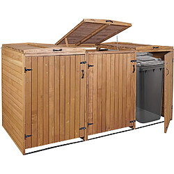 Decoshop26 Abri de poubelles extérieur conteneurs à ordures avec couvercle jusqu'à 6 bacs 120x75x96 en bois certifié FSC marron 04_0005620