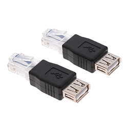 2x Ethernet RJ45 Mâle Vers USB 2.0 Adaptateur Femelle Prise Réseau Convertisseur