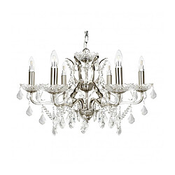 Searchlight Chandelier sans abats jours Paris 6 ampoules Verre,métal Argent satiné,Transparent