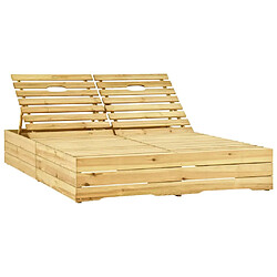 Helloshop26 Transat chaise longue bain de soleil lit de jardin terrasse meuble d'extérieur double 198 x 135 x (30-75) cm bois de pin imprégné de vert 02_0012746