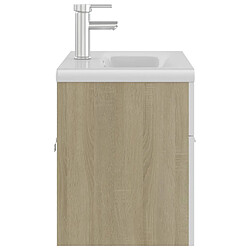 Avis vidaXL Armoire d'évier et lavabo intégré Blanc/chêne sonoma Aggloméré