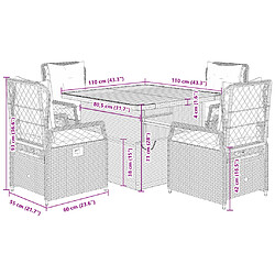 vidaXL Ensemble à manger de jardin avec coussins 5pcs Beige poly rotin pas cher