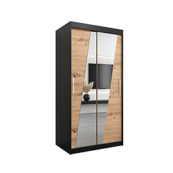 Abiks Meble Armoire Rhomb à portes coulissantes 200/100/62 2 portes (noir/artisan)