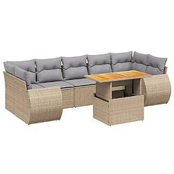 vidaXL Salon de jardin avec coussins 8 pcs beige résine tressée