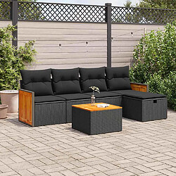 vidaXL Salon de jardin 6 pcs avec coussins noir résine tressée